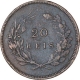 Copper Twenty Reis Coin of Carlos I of Portuguese.