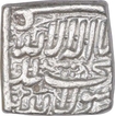 Silver Square One Rupee Coin of Akbar of Kalima Type.