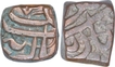 Copper Square One Falus and Half Falus Coins of Akbar of Ujjain Mint.