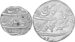 Rare Silver One Rupee and Half Rupee Coins of Aurangzeb Alamgir of Surat Mint.