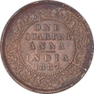 Copper One Quarter Anna Coin of Victoria Empress of Calcutta Mint of 1887.