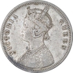 Silver One Rupee Coin of Victoria Queen of Calcutta Mint of 1874.