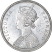 Silver One Rupee Coin of Victoria Empress of Bombay Mint of 1879.