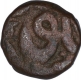 Copper Half Damri Coin of Akbar of Urdu Zafar Qarin Mint.