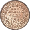 Bronze One Quarter Anna Coin of King George V of Calcutta Mint of 1917.