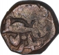 Copper Half Dam Coin of Akbar of Allahabad Mint of Fi Tarikh type.