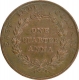 Copper One Quarter Anna Coin of East India Company of Calcutta Mint of 1835.