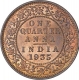 Copper One Quarter Anna Coin of King George V of Calcutta Mint of 1935.