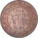 Copper One Quarter Anna Coin of King George VI of Calcutta Mint of 1942.