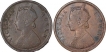 Lot of Two Copper One Quarter Anna Coin of Victoria Queen of Calcutta Mint.