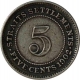 Silver Five Cent of Edward VII of Straits Settlement. 