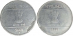 Error Lot of Two Steel Coins of Two Rupee of Hyderabad Mint of Republic India.