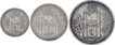 Set of Three Silver Anna Coins of Mir Usman Ali Khan of Haidarabad Farkhanda Bunyad of Hyderabad State.