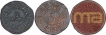 Lot of Three Copper One & Half Dokdo Coins of Khengarjji III of Bhuj Mint of Kutch State.