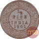 Copper Half Pice Coin of Victoria Empress of Calcutta Mint of 1901.