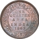 Copper One Quarter Anna Coin of Victoria Queen of Calcutta Mint of 1862. 