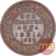 Copper One Quarter Coin of Victoria Empress of Calcutta Mint of 1892.