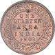 Copper One Quarter Anna Coin of Victoria Empress of Calcutta Mint of 1901.