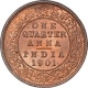 Copper One Quarter Anna Coin of Victoria Empress of Calcutta Mint of 1901.