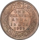 Bronze One Quarter Anna Coin of King Edward VII of Calcutta Mint of 1908.