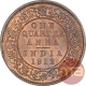 Bronze One Quarter Anna Coin of King George V of Calcutta Mint of 1912.