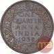 Bronze One Quarter Anna Coin of King George VI of Bombay Mint of 1938.