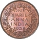 Bronze One Quarter Anna Coin of King George VI of Bombay Mint of 1938. 