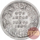 Silver Two Annas Coin of Victoria Empress of Calcutta Mint of 1882.