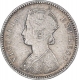 Silver Quarter Rupee Coin of Victoria Empress of Calcutta Mint of 1877. 