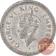 Silver Quarter Rupee Coin of King George VI of Bombay Mint of 1945.