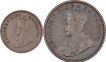 Different Denomination Coins of King George V of Calcutta Mint of 1912.