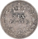 Silver Six Pence Coin of Victoria Empress of United Kingdom of 1895.