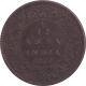 Copper One Twelfth Anna Coin of Victoria Empress of Calcutta Mint of 1877.