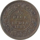 Copper Half Pice Coin of Victoria Empress of Calcutta Mint of 1887.