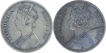 Silver One Rupee Coins of Victoria Empress of Calcutta Mint of 1882.