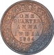 Error Copper One Quarter Anna Coin of King Edward VII of Calcutta Mint of 1904.