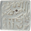 Silver Square Rupee Coin of Akbar of Tatta Mint of Mihr Month.