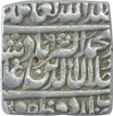 Silver Square One Rupee Coin of Akbar of Urdu Zafar Qarin Mint.