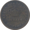 Copper Quarter Tanga Coin of Luiz I of Indo Portuguese.