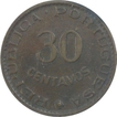 Bronze Thirty Centavos Coin of Portuguese Administration of Indo Portuguese.