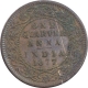 Copper One Quarter Anna Coin of Victoria Empress of Calcutta Mint of 1877.