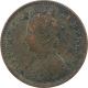 Copper One Quarter Anna Coin of Victoria Empress of Calcutta Mint of 1889.