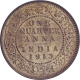 Copper One Quarter Anna Coin of King George V of Calcutta Mint of 1913.