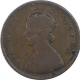 Copper Half Anna Coin of Victoria Queen of Calcutta Mint of 1862.