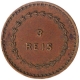 Copper Three Reis Coin of Luiz I of Indo Portuguese.  