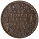 Copper One Quarter Anna Coin of King George V of Calcutta Mint of 1913.