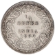 Silver Quarter Rupee Coin of Victoria Empress of Calcutta Mint of 1889.