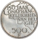 Silver Clad Cupro Nickel Five Hundred Francs Coin of 150th Anniversary of Independence of Belgium.