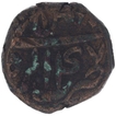 Copper Two Tanki Coin of Akbar of Agra Mint.