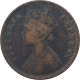 Copper One Quarter Anna Coin of Victoria Empress of Calcutta Mint of 1879.